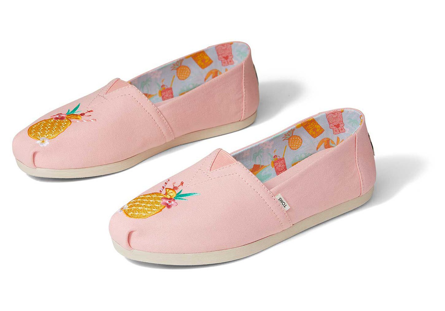 Toms Espadryle Damskie Różowe - Alpargata Embroidered Pineapple - 82SLDETAO